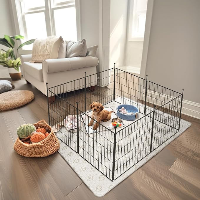 FXW MiniPaws Unleashed Dog Playpen for Yard & RV Camping, Expandable 24-inch 8 Panels for Puppies and Small Dogs, Portable for Indoor and Outdoor Use
