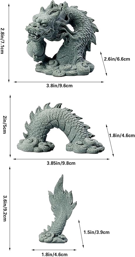 livelyfish Aquarium Dragon Statue Sandstone Ornaments Asian Fish Tank Decor for Freshwater Saltwater Tank Landscape Garden Decorations