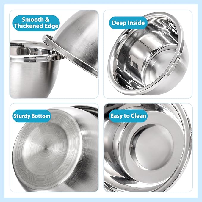 10 Pack 7 Cup Stainless Steel Dog and Cat Bowls, 8" Diameter Metal Dog Bowl, Durable Thickened Pet Replacement Bowls for Food and Water Dish, Small Medium Large Dogs, Dishwasher Safe