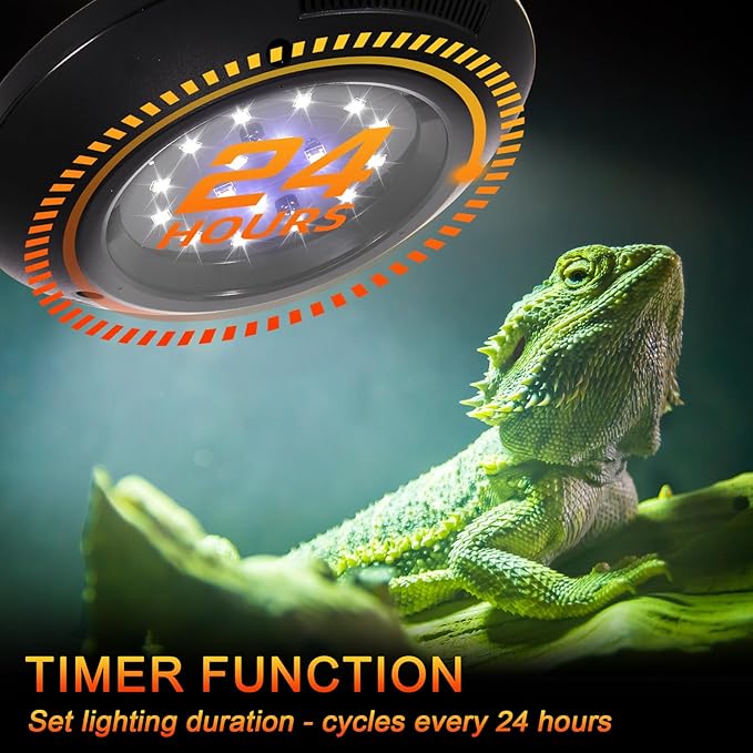 LED UVB Light for Reptiles, 8W UVA UVB Lamp – Timer Switch, Adjustable Brightness, Ferguson Zones 1-4, Energy-Efficient, UVI Lamp for Bearded Dragons, Chameleon, Lizard, Snake, Gecko – Silver