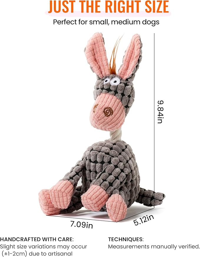 3-Pack Squeaky Plush Dog Toys - Adorable Animal Designs with Soft Cotton Filling, Cute Stuffed Dog Chew Toys for Small, Medium Non-Aggressive Chewing Dogs Chewer (Giraffe&Donkey&Dog)