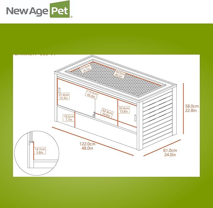 New Age Pet ECOFLEX 48-Inch Mojave Reptile Lounge in Grey- Durable Wood Plastic Composite Habitat with Vented Side Panels, Removable Sliding Glass Doors & Lock, Easy Assembly