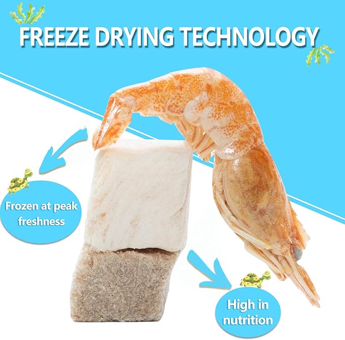 Turtle Food - 5.7 OZ Natural Freeze-Dried Meat - Chicken, Duck, and Shrimp - Healthy Treats for Turtles, Aquatic Turtle, Baby Turtles