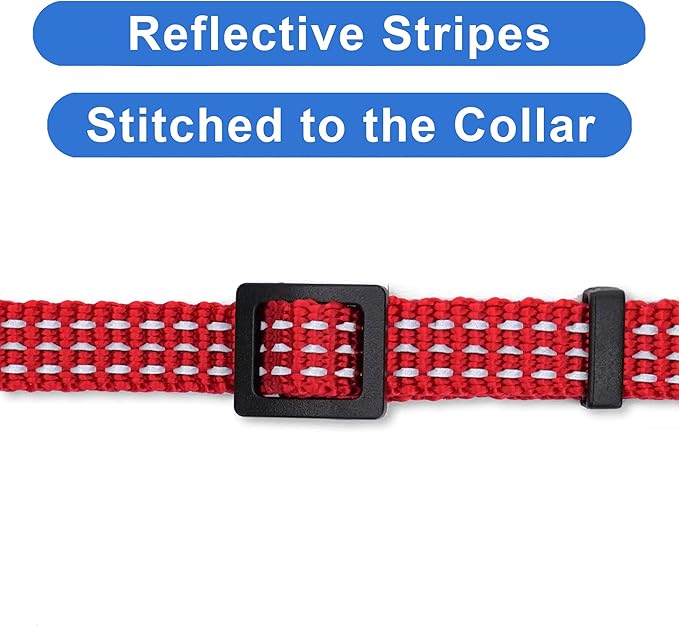 Pawtitas Reflective Cat Collar with Safety Buckle and Removable Bell Cat Collar Kitten Collar Red Cat Collar One Size