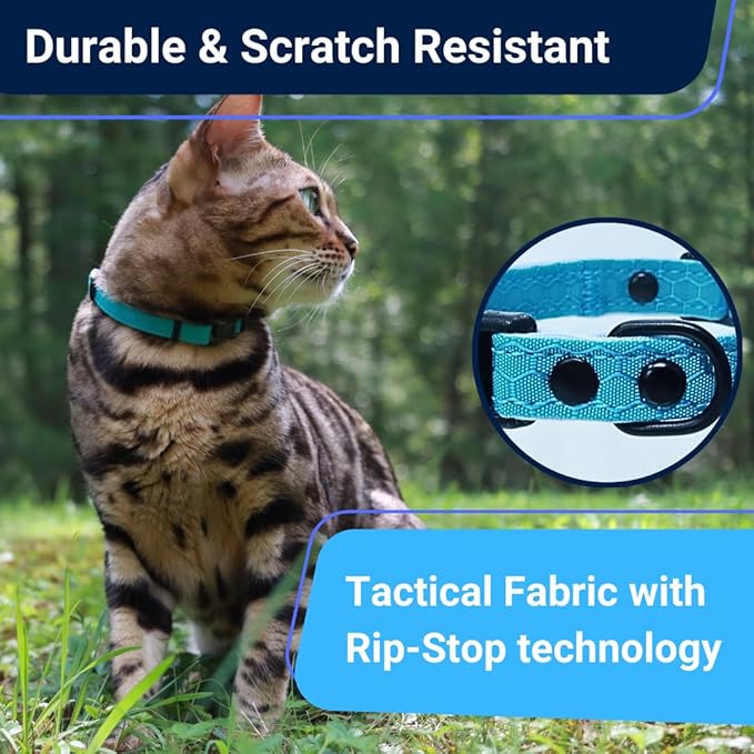 OutdoorBengal Durable Cat Collar Breakaway with Soft Padding for Medium to Large Cats - Thin Heavy Duty Tactical Fabric, Comfortable, Quick Release Breakaway Cat Collars, No Bell Collar (Blue, Adult)