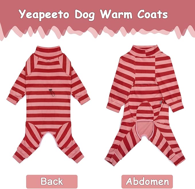 Dog Coats Autumn Winter Jumpsuit for Large Medium Dogs, Warmer Recovery Suit Polar Fleece Dog Bodysuit Lightweight Pajamas Pullover Stretchy Onesie Four-Legged Cold Weather Clothes (2XL, Xmas)