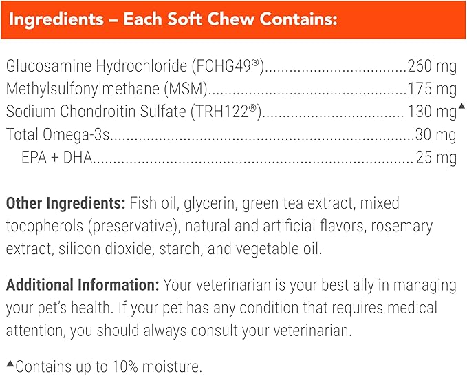 Nutramax Cosequin for Small Dogs, Joint Health Supplement, Contains Glucosamines, Chondroitin, MSM and Omega-3s, Supports Joint and Skin and Coat Health, Soft Chews, 45 Count