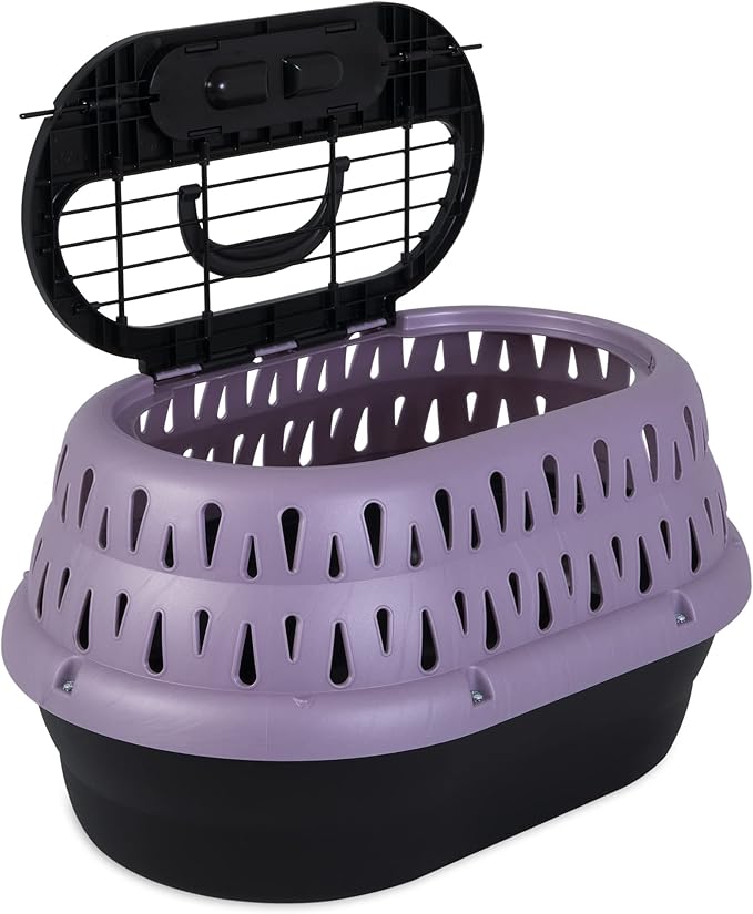 Petmate Top Load Cat Kennel Dog Crates for Small Dogs & Cat Carriers, One-Door Plastic Pet Kennel, Top Loading, Made in USA, 19", Purple