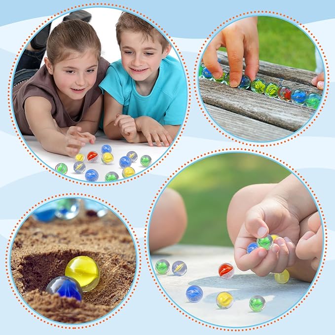 500 Pcs Glass Marbles, 0.56 Inch Color Mixing Glass Marble Bulk, Colorful Round Marbles Toy for Marble Games, Chinese Checkers Game, DIY Home Decoration, Crafting Party Favors, 5 Colors