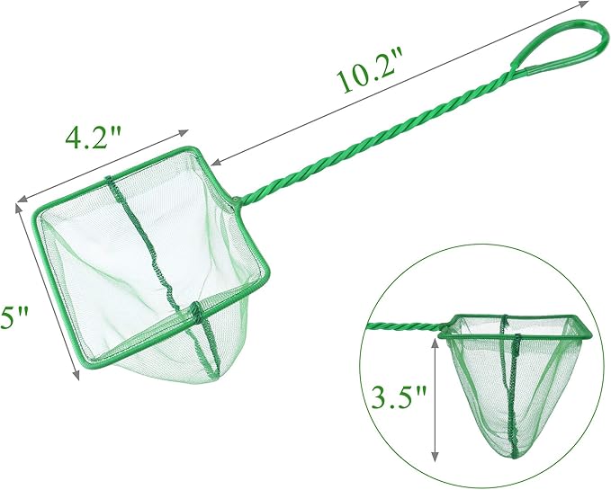 Mogoko 2 Pack Aquarium Net Fish Net, Small Net, Multi-Size Fine Mesh Aquarium Net with Long Plastic Handle for Fish Tank