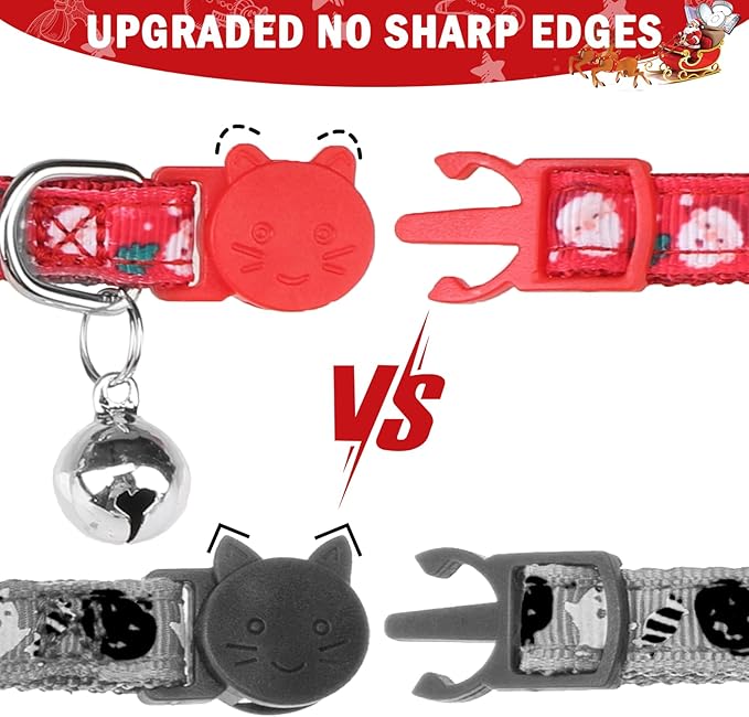 SCENEREAL Christmas Cat Collar Breakaway with Bells and Bow Tie- 3 Pack Cute Holiday Cat Collars- Xmas Kitten Collar Adjustable Safety Buckle for Girl Boy Cats Dogs Pets