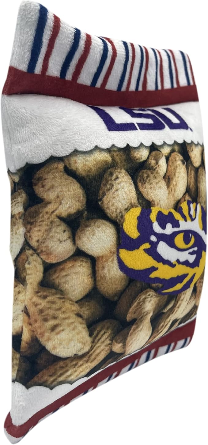 NCAA LSU Tigers Crinkle FINE Plush Dog & CAT Squeak Toy- Cutest Stadium Peanuts Snack Toy for Dogs & Cats with Inner Squeaker & Beautiful Football/Basketball Team Name/Logo