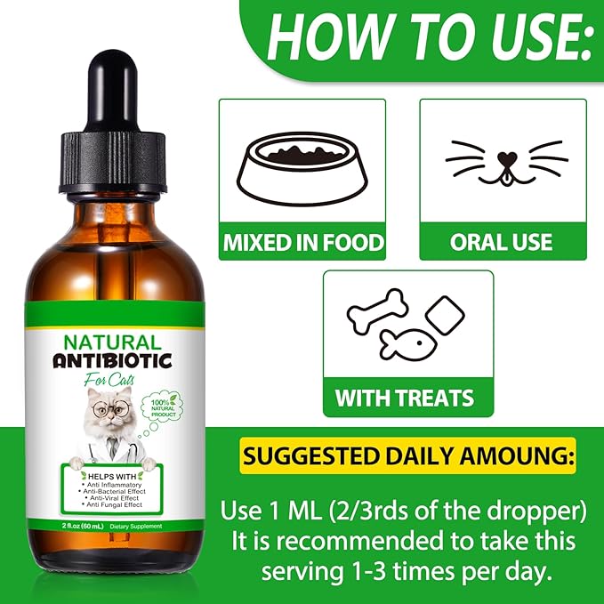 Cat Antibiotics, Antibiotics for Cats, Natural Cat Multivitamin Herbal Supplements 60ml-2pcs