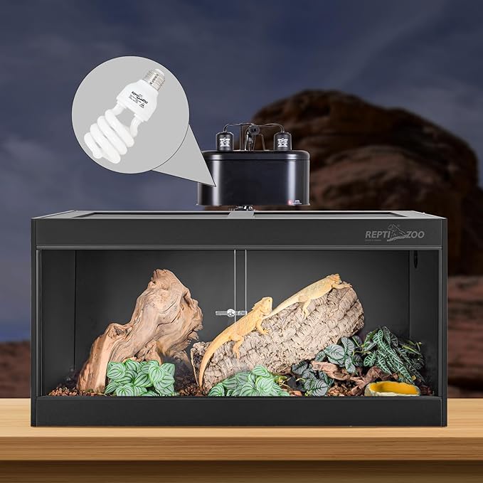 REPTI ZOO UVB Light for Desert Reptile 2 Pack, 10.0 26W UVA UVB Reptile Light Bulb, UVB Spiral Compact Lamp for Bearded Dragons Tortoises Lizards Snakes