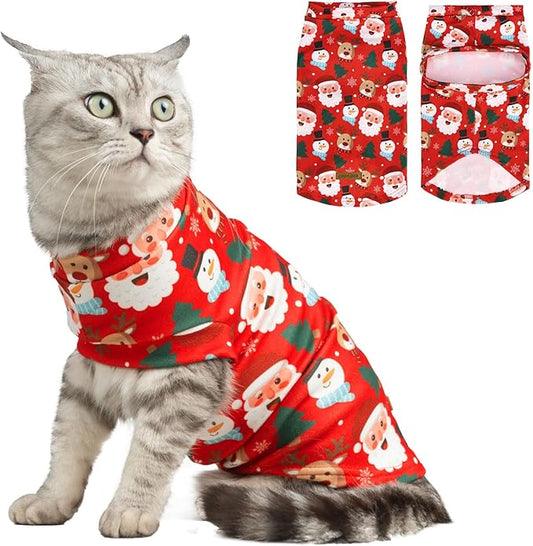 EXPAWLORER Cat Christmas Sweater - Sweaters for Cats Only Soft Warm Pet Clothes, Fall and Winter Xmas Coat Pullover Design, Fleece Sweatshirt Clothing Also for Puppy Small Dogs, Medium