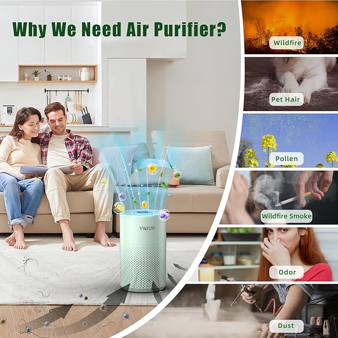 ๐๐๐ฐ๐๐ฌ๐ญ Air Purifiers for Home Bedroom up to 800 ftยฒ, VNIUP H14 HEPA Room Air Purifiers for Bedroom with Fragrance Function, with Sleep Mode Air Cleaner for Pet Dander Odor Dust Smoke, ZQA-4000C