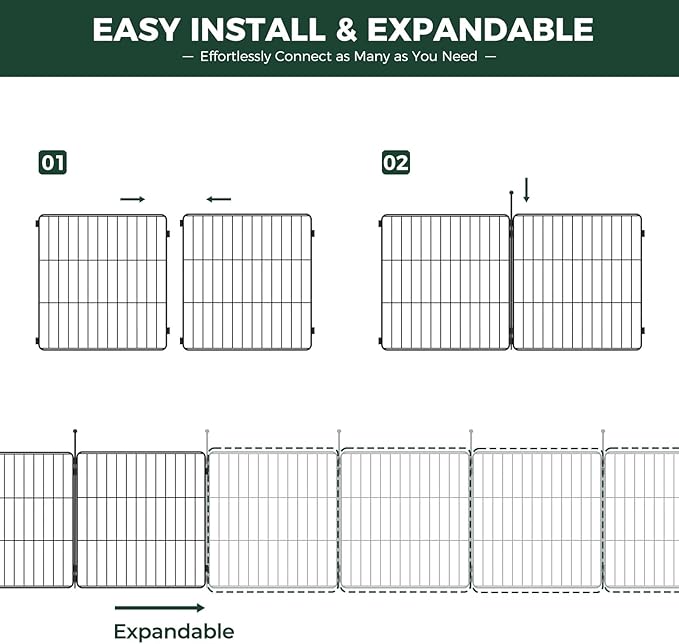 FXW MiniPaws Unleashed Dog Playpen for Yard & RV Camping, Expandable 32-inch 24 Panels for Small and Medium Dogs, Portable for Indoor and Outdoor Use