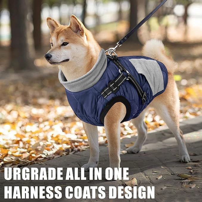 Mosucoirl Warm Dog Coats Pet Clothes, Waterproof Dogs Jacket Reflective Pet Outfits Winter Dog Cold Weather Coat Cozy Snow Jackets Vest for Small Medium Large Dogs Puppy Doggie (NavyBlue, M)