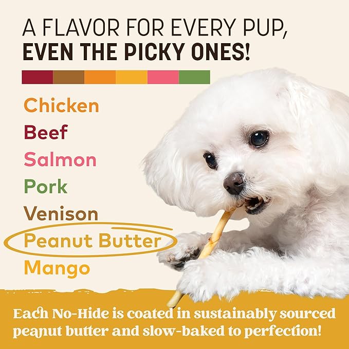 Earth Animal No-Hide Stix Peanut Butter Recipe Natural Rawhide Alternative Dog & Cat Chews - 40 Count Extra Value Pack