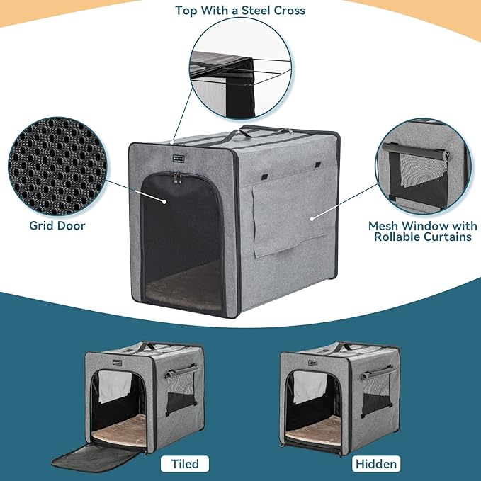 Petsfit Collapsible Soft Dog Crate, Travel Dog Kennel for Small Dogs, Indoor/Outdoor Use