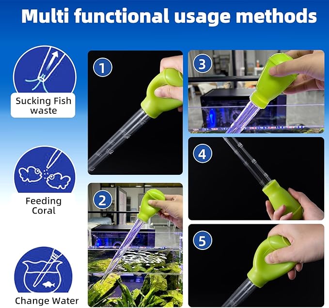 SLSON Aquarium Coral Feeder Waste Cleaner for Fish Tank Maintenance Long Pipette Suction Dropper Tool Acrylic Water Transfer Waste Remover Fish Feeder (24.8 inches)