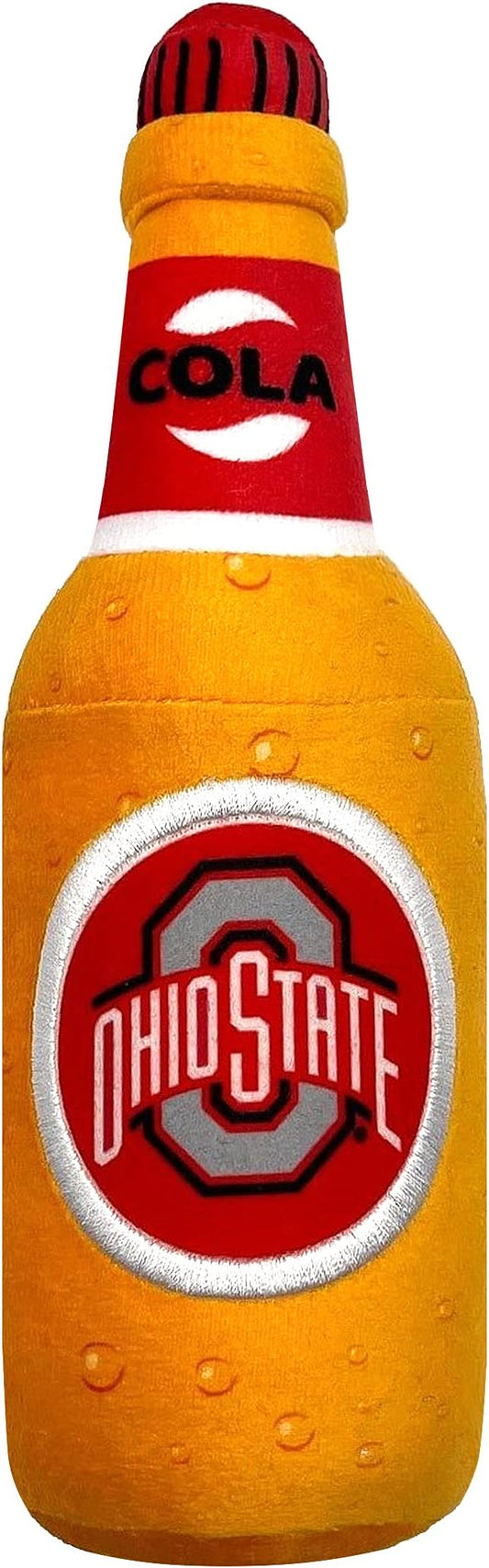 NCAA Ohio State Buckeyes Beer Bottle Plush Dog & CAT Squeak Toy- Cutest Stadium SODA Bottle Snack Plush Toy for Dogs & Cats with Inner Squeaker & Beautiful Football/Basketball Team Name/Logo