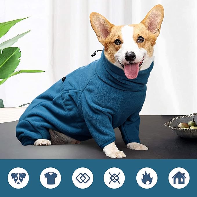 ROZKITCH Dog Winter Coat Soft Fleece Pullover Pajamas, Pet Windproof Warm Cold Weather Jacket Vest Cozy Jumpsuit Apparel Outfit Clothes for Small Medium Large Dog Walking Sleep 4XL