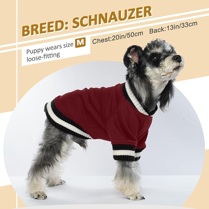 FUAMEY Dog Pullover Sweatshirt,Dog Winter Sweaters Warm Clothes Vest Thick Puppy Soft Pet Fleece Sweater Cute Doggie Boy Girl Outfit for Small Medium Dogs Wine-red XL, X-Large(chest:33in)