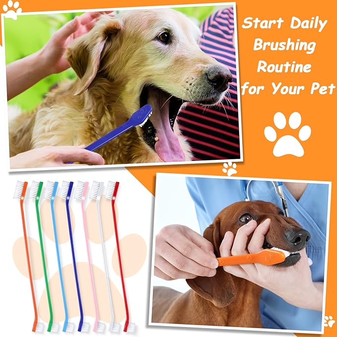 Dog Tooth Brush Pet Toothbrush Soft Grooming Dogs Toothbrush Dog Double Sided Puppy Long Handle Brush for Large and Small Teeth Cleaning Dental Oral Care(70 Count,Colorful)