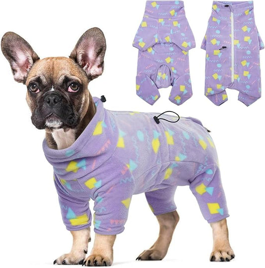ROZKITCH Dog Winter Coat Soft Fleece Pullover Pajamas, Pet Windproof Warm Cold Weather Jacket Vest with Luminous Zipper, Jumpsuit Apparel Outfit Clothes for Small Medium Large Dog Geometry M