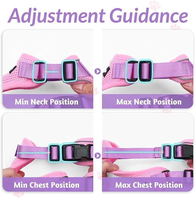 rabbitgoo Cat Harness and Leash for Walking, Escape Proof Soft Adjustable Vest Harnesses for Cats, Easy Control Breathable Reflective Strips Jacket, Pink & Purple, XXS