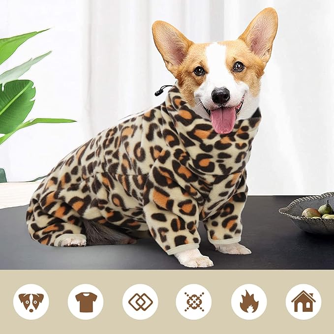 ROZKITCH Dog Winter Coat Soft Fleece Pullover Pajamas, Pet Windproof Warm Cold Weather Jacket Vest with Luminous Zipper, Jumpsuit Apparel Outfit Clothes for Small Medium Large Dog Brown L