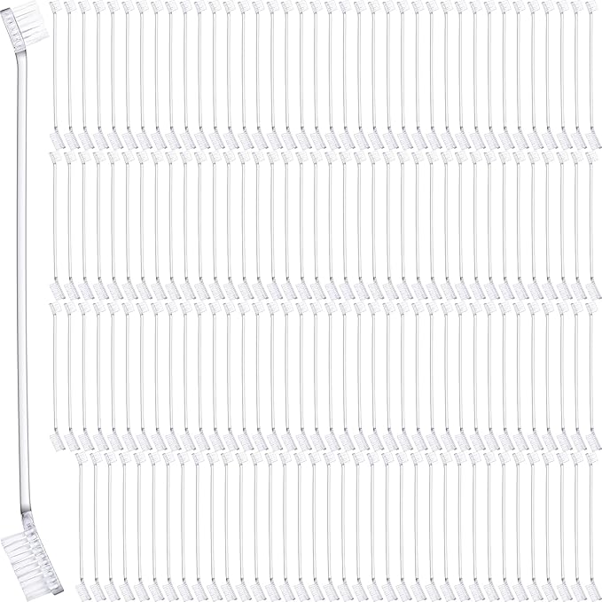 Nuenen 150 Pcs Dog Toothbrush Dual Headed Dental Brushes Puppy Tooth Brushing Kit Long Handle Toothbrush for Large and Small Dogs Cats Most Pets Teeth Cleaning Oral Care Supplies(Clear)