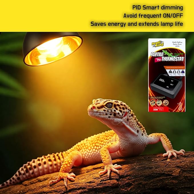 Reptile Dimming Thermostat, Heat Lamp Temperature Controller, Reptile Terrarium PID Digital Thermostat, Heating Controller for Basking Spot Heat Bulbs and Ceramic Heat Emitter