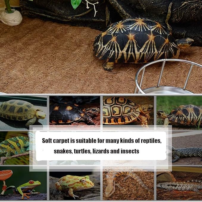 Hamiledyi Reptile Carpet Natural Coconut Fiber Tortoise Carpet Mats for Pet Terrarium Liner Reptile Supplies for Lizard Snake Chameleon Turtle Bedding Bunny Rabbit Mat (15 x Sheets)