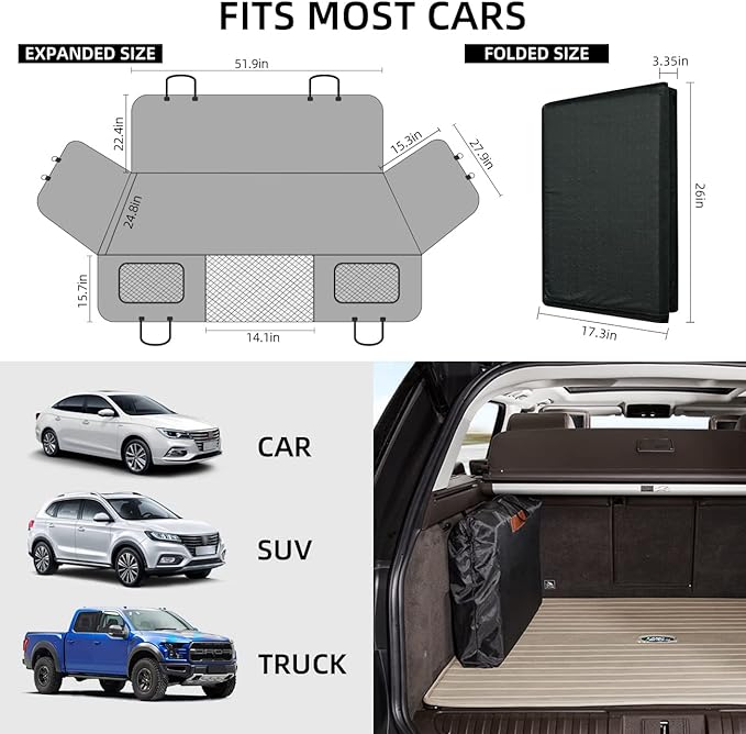 YJGF Back Seat Extender,Dog Seat Cover for Back Seat,Hard Bottom Car Seat Cover for Dogs,Dog Hammock for Car,Back Seat Pet Cover for Dogs(Black)