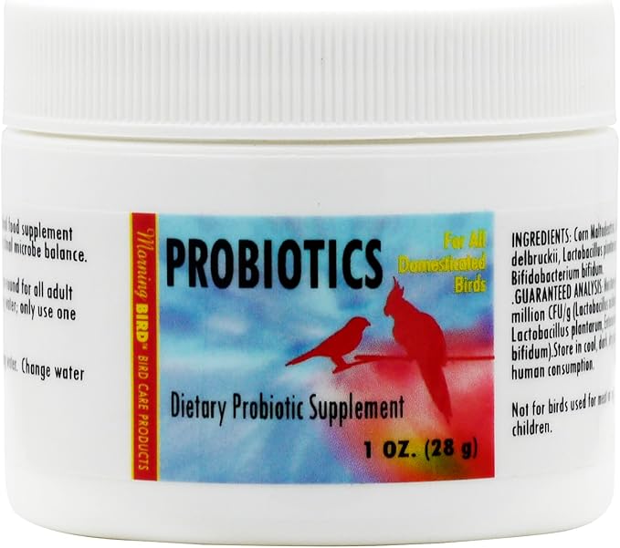 Morning Bird Probiotics for Birds 1 oz– Digestive Health Supplement with Supports Gut Balance, Nutrient Absorption & Immune Support – Easy Mix Powder Supplement for All Bird Species