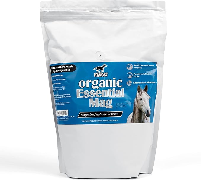 Organic Essential Mag, Magnesium for Horses Supplement, Aids in Glucose Metabolism, Reducing Stress and Provides Calm for Your Horse, 5 LB Bag