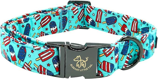 Elegant little tail Independence Dog Collar, Holiday Pet Collar Patriotic Dog Durable Dog Collars Girl or Boy Soft Pet Gift Adjustable Dog Collar for Small Medium Large Dogs