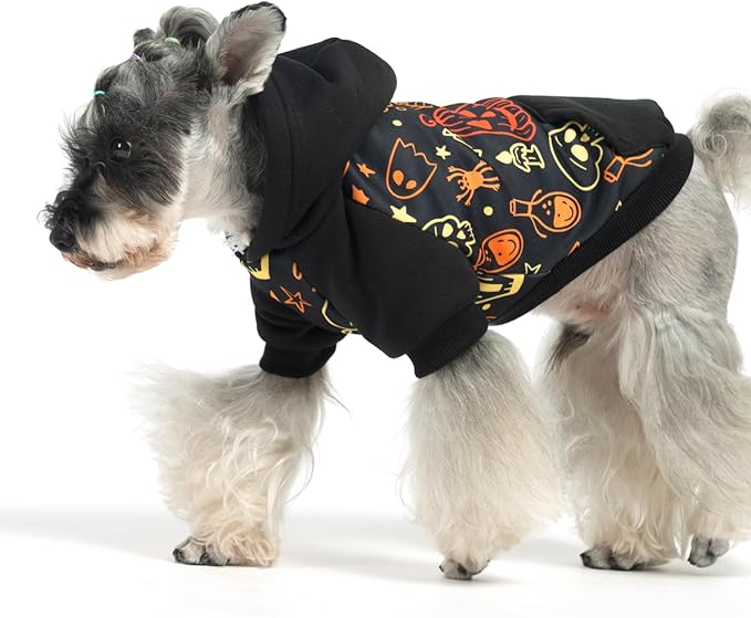 KOOLTAIL Halloween Dog Hoodie Pumpkin Costume Outfit for Small Medium Large Dogs, Soft Fall Pet Sweater Hat Hooded Sweatshirt, Clod Weather Coat, Warm Clothes with Leash Hole and Pocket Male/Female M
