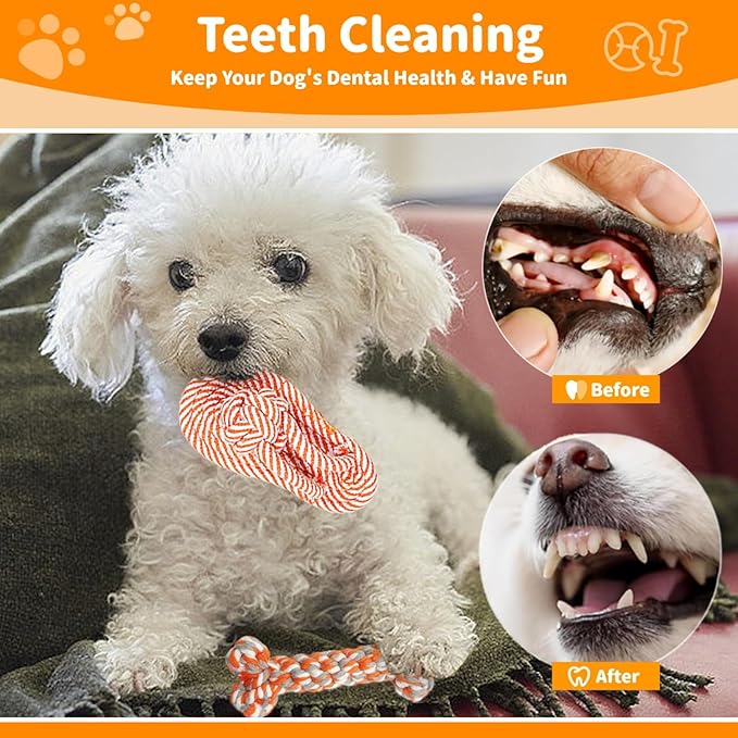 Dog Rope Toy - Tug of War Dog Toy, 8 Pack Sturdy Cotton Chew Rope Toys for Dogs, Puppy Chew Toys for Teething & Boredom Relief