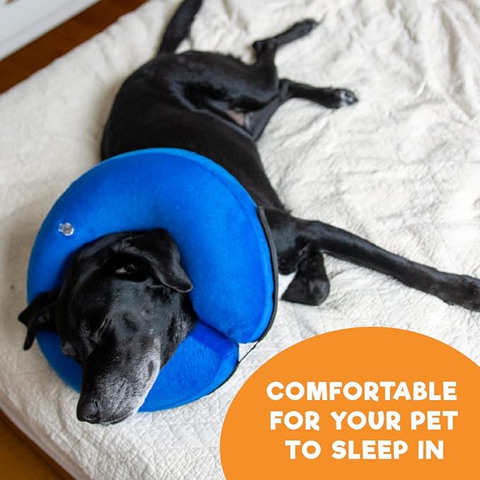BENCMATE Inflatable Dog Cone Collar Alternative, Soft Dog Cone for Small Medium Large Dogs and Cats, Neck Recovery ECollar Donut Collar After Surgery (Large+, Dark Grey)