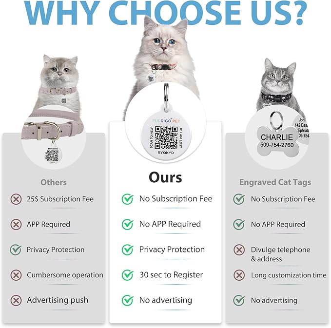 Cat Collar Breakaway with QR Code Name Tag, Reflective Kitten Collars with Bell, Cat ID Tag Personalized, Ultra-Durable, Adjustable, Quick Release, Fits Most Girl Boy Small Large Cats (8''-13.3'')