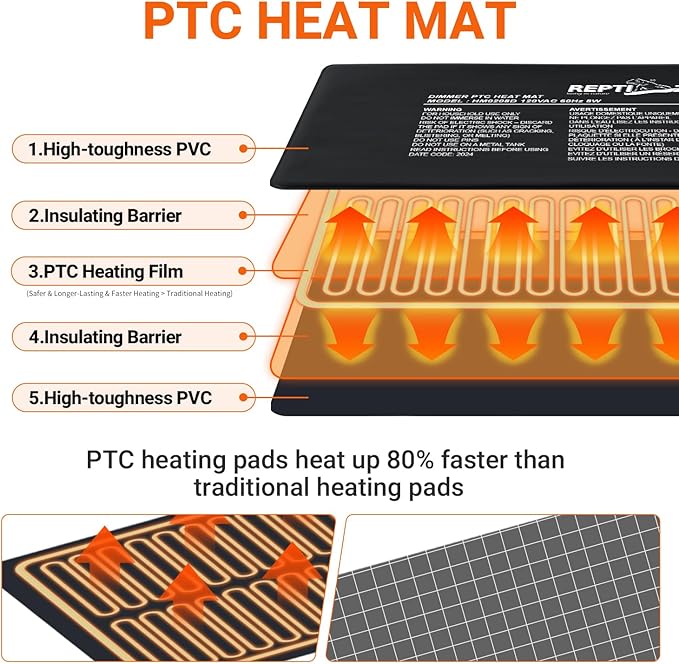 REPTI ZOO Reptile Heating Hammock, Reptile Hammock and Reptile Heating Pad with Dimming Temprature Controller 2-in-1 for Chameleon, Lizard, Gecko, Iguana
