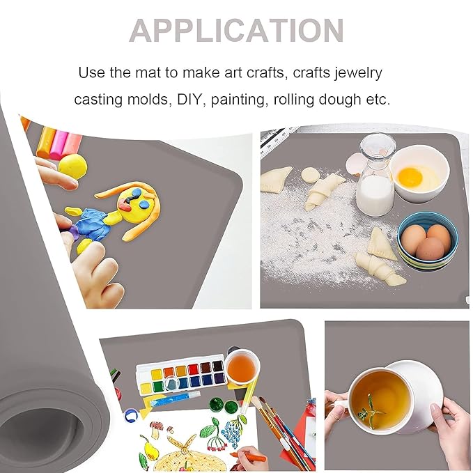 KVK Kids Silicone Placemat, KVK Baby Placemats for Kids Toddler Children Reusable Non-Slip Table Mats Baby Food Mats for Restaurant, 4 Pack, Gray