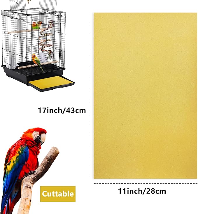 30PCS Gravel Paper for Bird Cage, 17 x 11 inch Cuttable Sea Sand Paper Liners, Calcium Sandpaper for Hard-Billed Birds, Bird Cage Liners for Parrots,Cockatiels & All Your Feathered Friends
