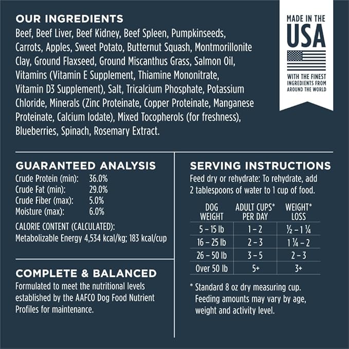 Instinct Freeze Dried Raw Meals, Natural Dry Dog Food, Grain Free - Real Beef, 25 oz. Bag
