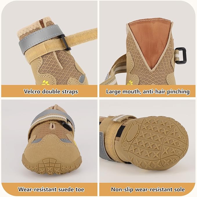 Dog Shoes for Large Medium Small Dog, Mesh Breathable Dog Shoes for Hot Pavement, Anti-Slip Dogs Boots Paw Protectors with Reflective for Outdoor Walking Indoor Hardfloors (Size 6)
