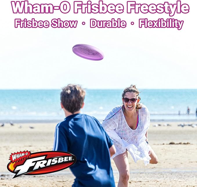 Wham-O Frisbee Freestyle Flying Disc 160g, 10.5 Inch Durable and Flexible Sport Disc for Outdoor Beach Backyard Family Fun