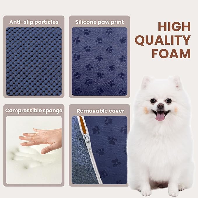 5 Steps Dog Stairs for Bed, 24" Dog Steps for High Bed, High Density Pet Steps for Small Dogs, Extra Wide Non-Slip Dogs Ramp for Injured, Older Pets, Small Cats, Navy